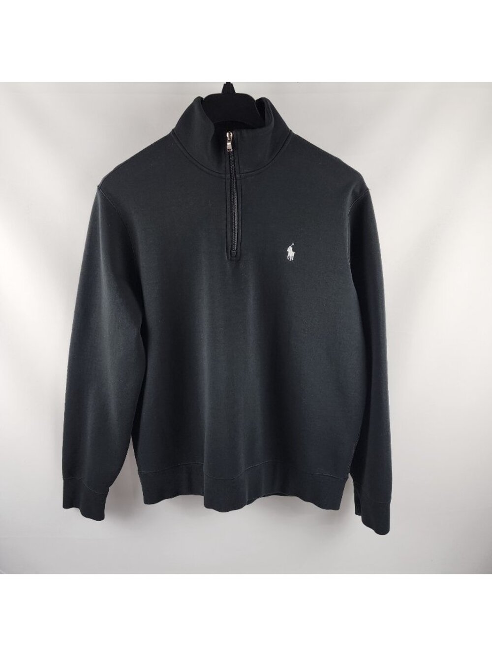 POLO Ralph Lauren Sweater Mens L Black 1/4 Zip Pullover Mock Neck